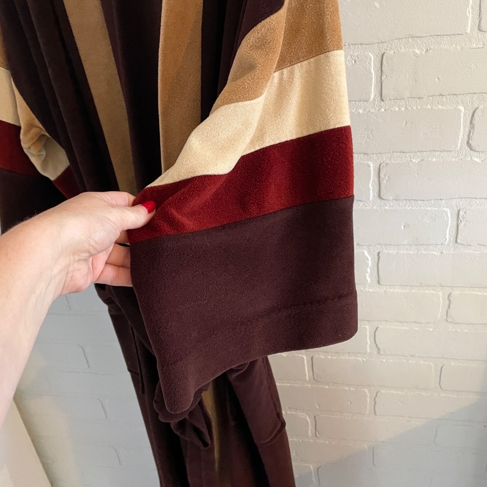 Vintage 70s Men’s (or unisex) Robe Velvet Mod Blokecore Brown Earthy tones OS - Picture 9 of 13